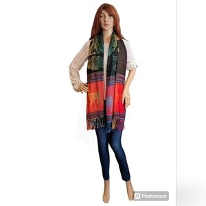 Peruvian pashmina, Shawl "Macchu Picchu" for women, Lightweight cotton Shawl